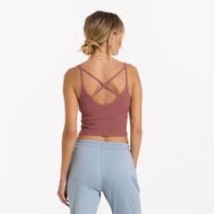 Vuori Womens Rib Crop Tank Rosewood NWT Size S